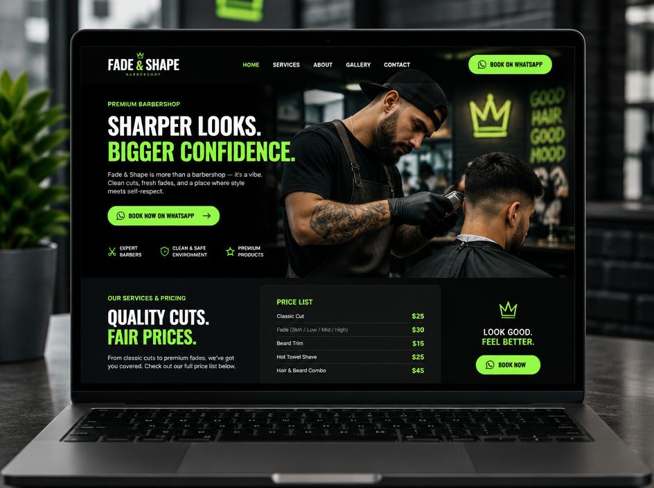 Exemplo de website para Barbearia