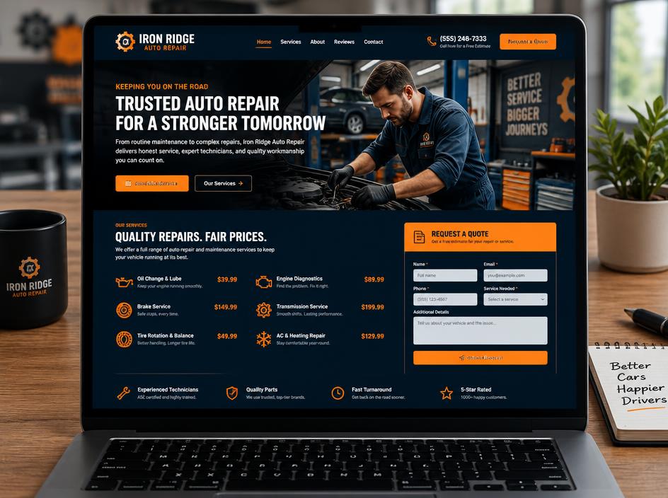 Exemplo de website para Oficina auto