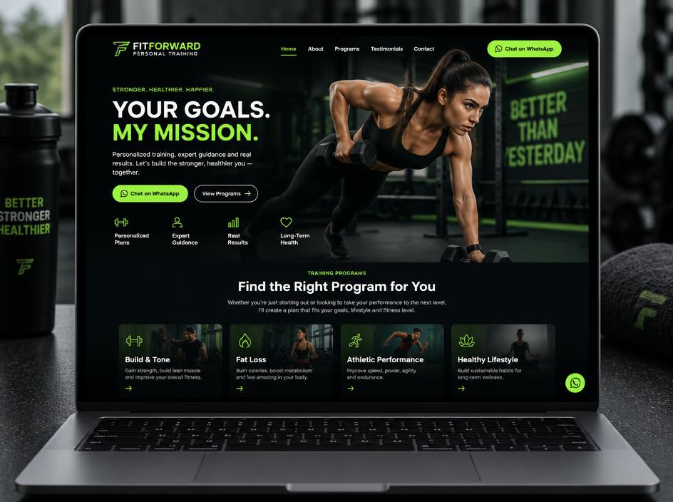 Exemplo de website para Personal trainer